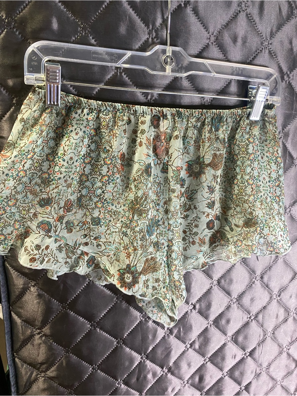 Victoria's Secret Sage Green Paisley Sheer Ruffle Sleep Shorts Size S